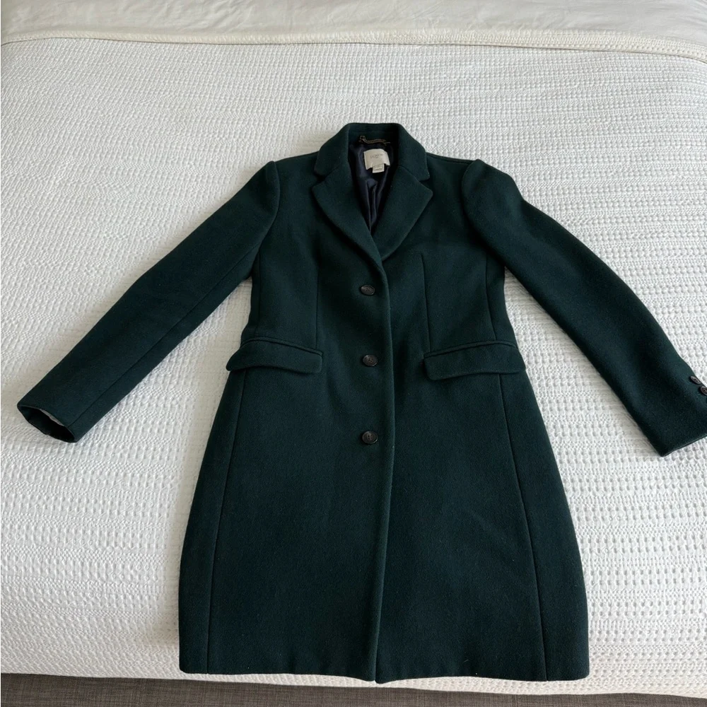 J. Crew Forest Green Wool Coat - Picture 2 of 9